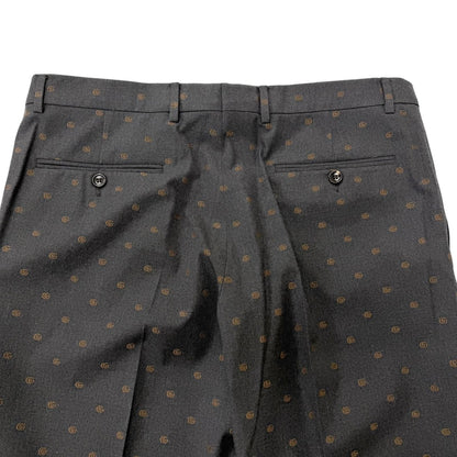 Gucci Wool GG Logo Allover Pattern Single Trousers Pants Charcoal Gray 52 — view 4