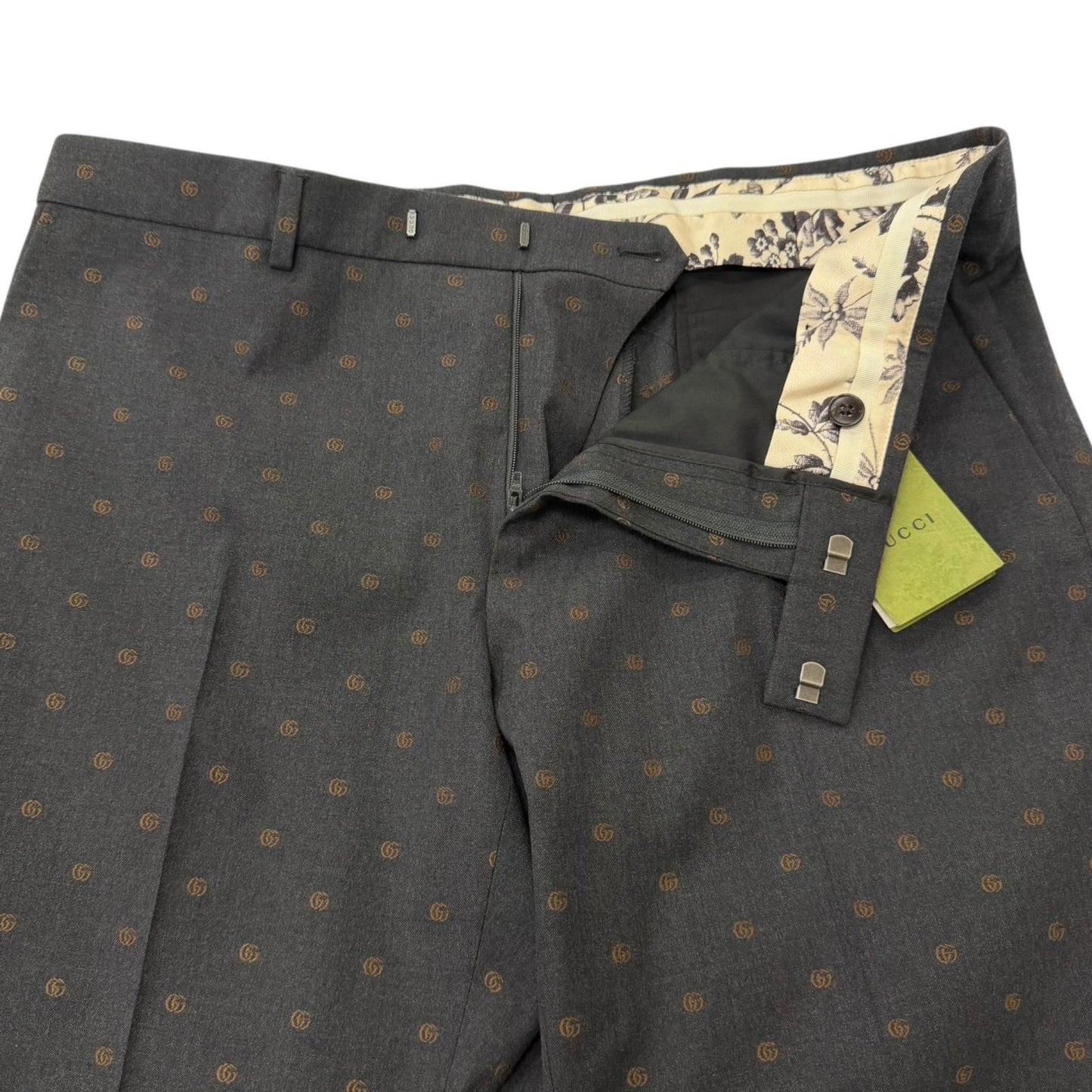 Gucci Wool GG Logo Allover Pattern Single Trousers Pants Charcoal Gray 52 — view 3