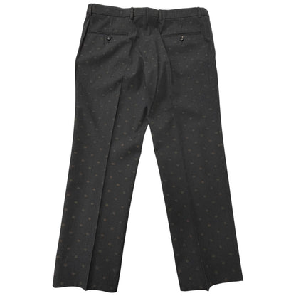 Gucci Wool GG Logo Allover Pattern Single Trousers Pants Charcoal Gray 52 — view 2