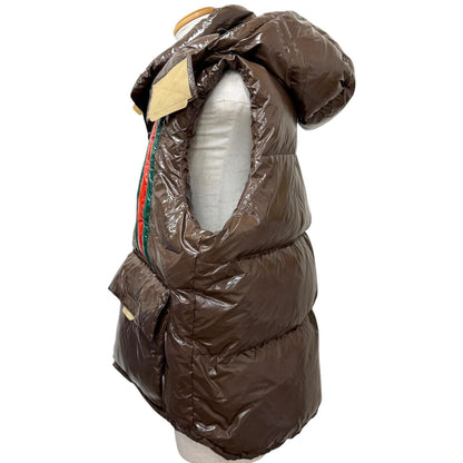 Gucci Adidas Web Line Three Stripes Hooded Down Vest Brown 54 — view 3