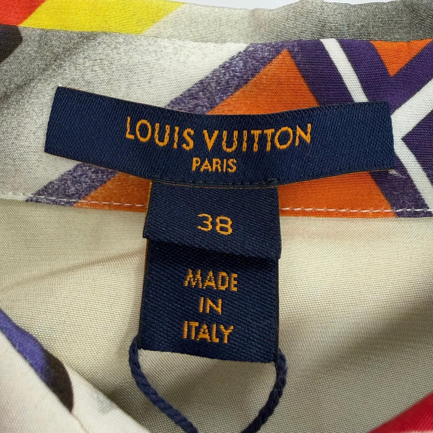Louis Vuitton Silk Blend Logo Graphic Shirt Long Sleeve Multi 38 — view 6