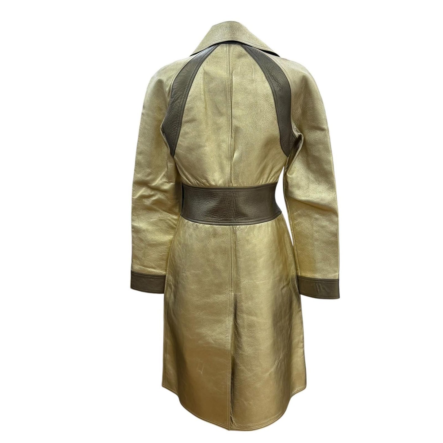 Gucci Vintage Sheepskin Era Lambskin Coat Gold 42 — view 4