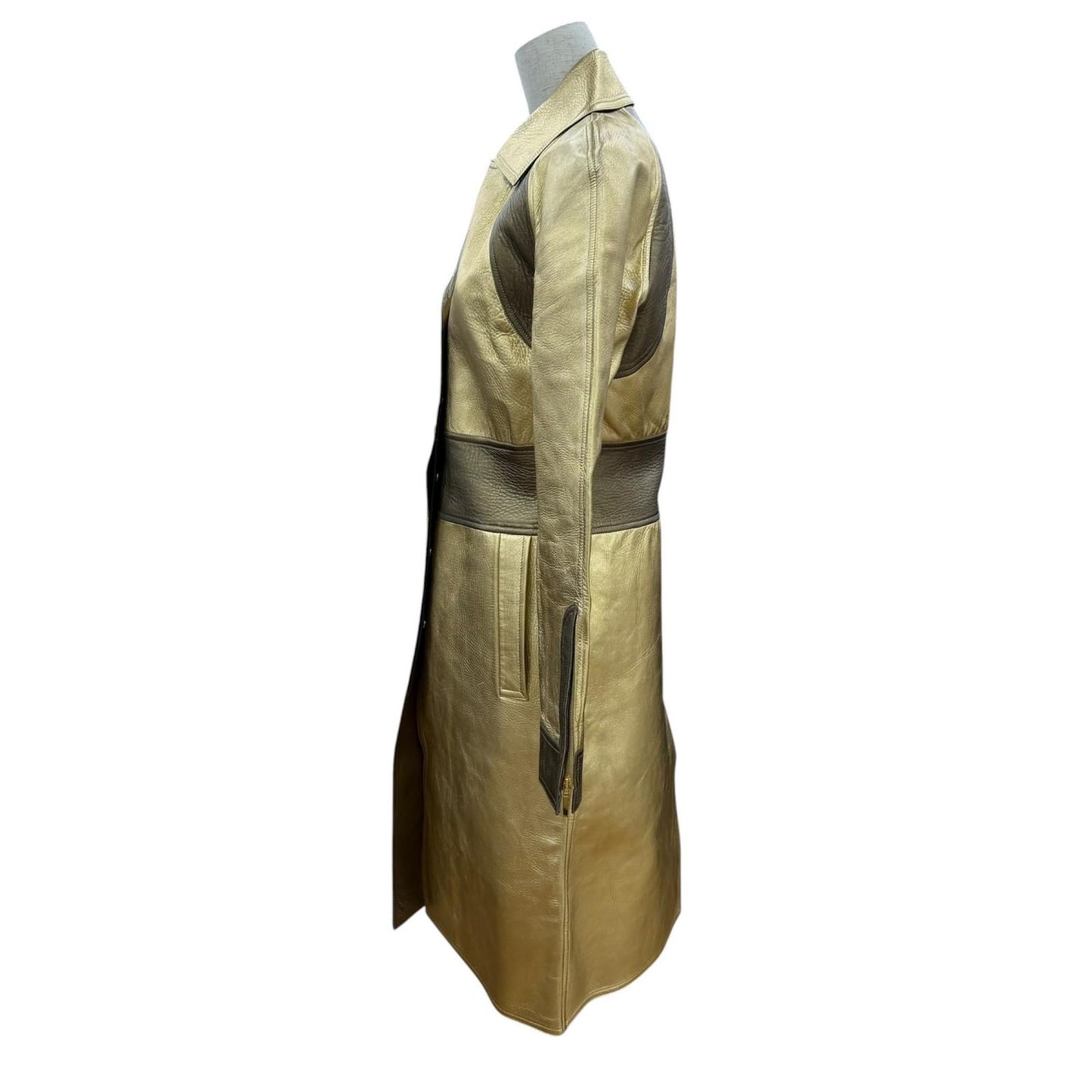 Gucci Vintage Sheepskin Era Lambskin Coat Gold 42 — view 3