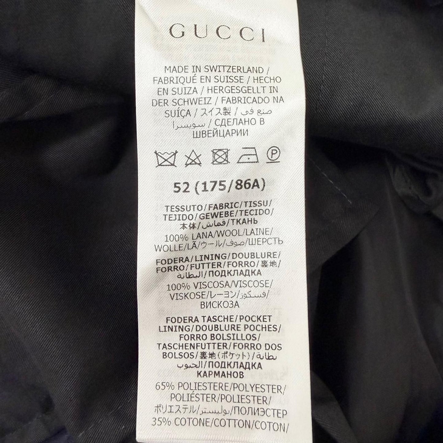 Gucci Wool GG Logo Allover Pattern Single Trousers Pants Navy 52 Swiss — view 7