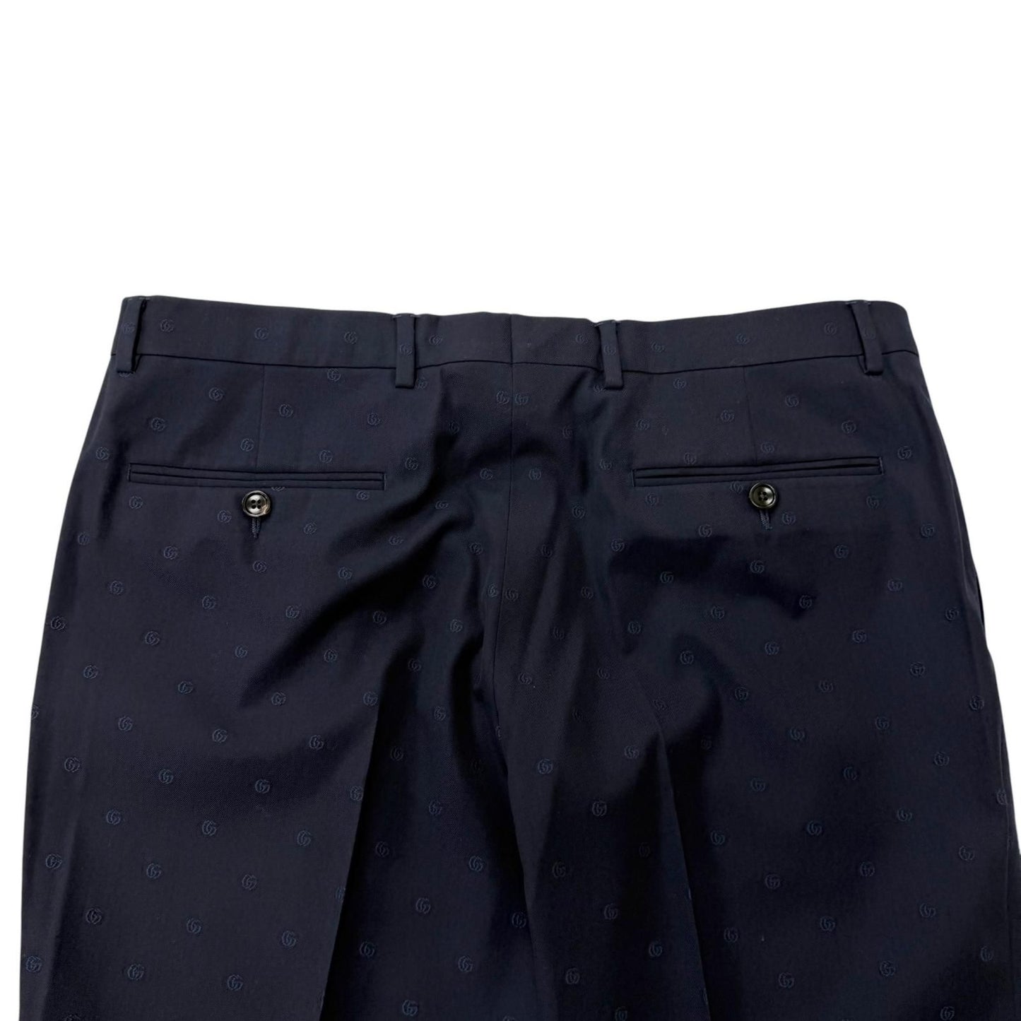 Gucci Wool GG Logo Allover Pattern Single Trousers Pants Navy 52 Swiss — view 4