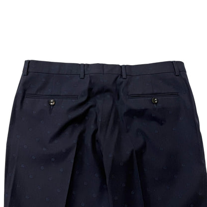 Gucci Wool GG Logo Allover Pattern Single Trousers Pants Navy 52 Swiss — view 4