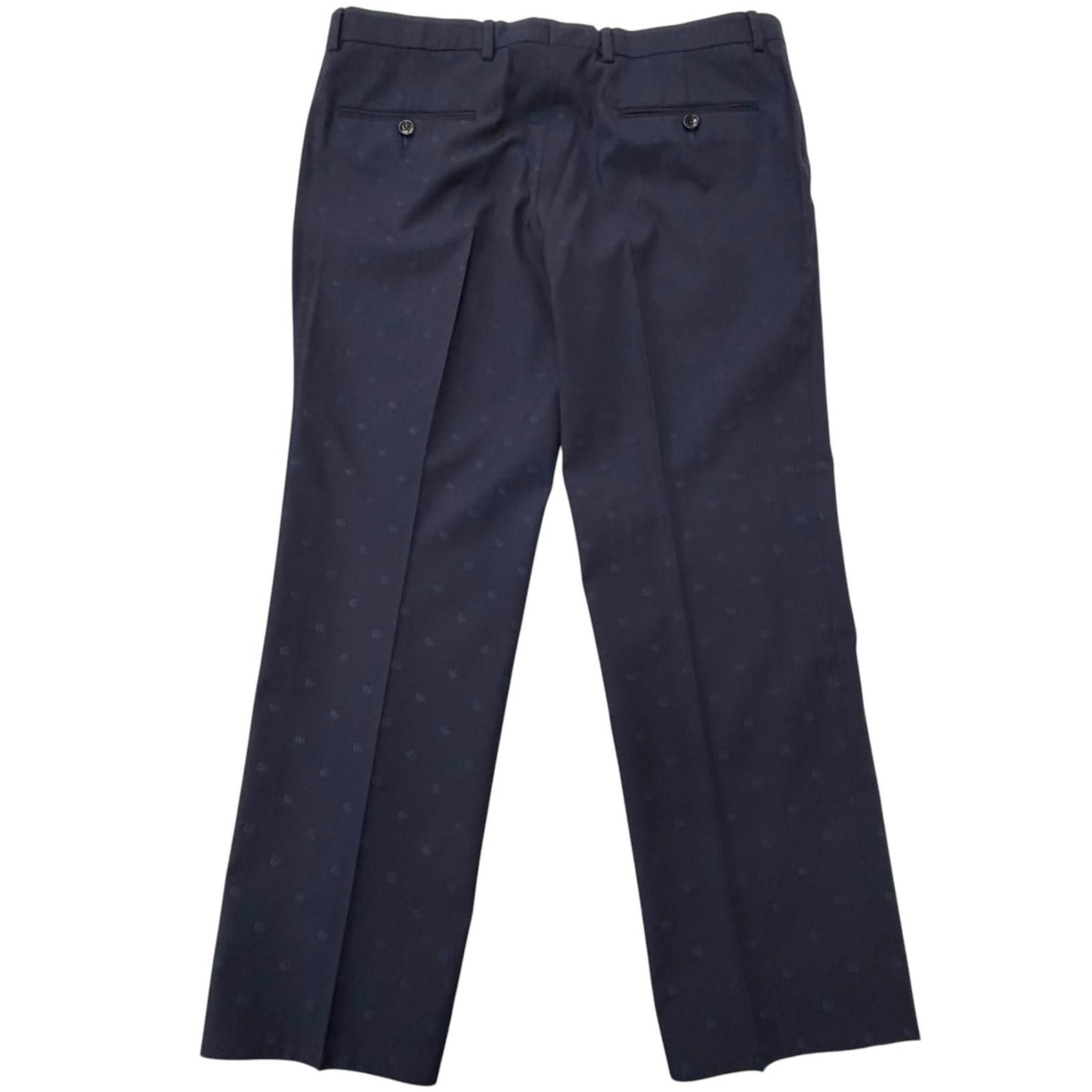 Gucci Wool GG Logo Allover Pattern Single Trousers Pants Navy 52 Swiss — view 2