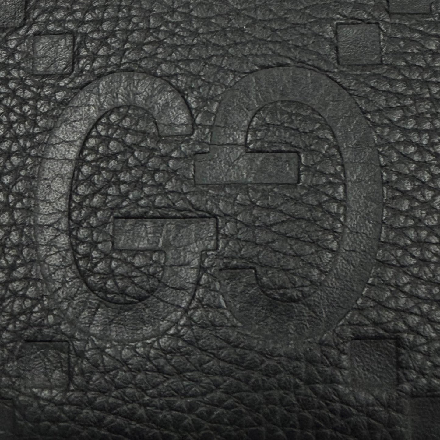 Gucci Gray Leather Maxi GG Business Card Holder Case Black — view 6