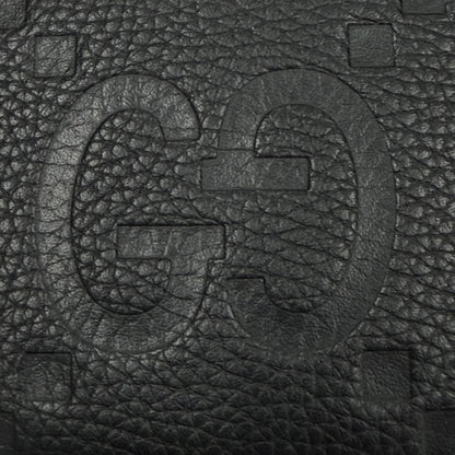 Gucci Gray Leather Maxi GG Business Card Holder Case Black — view 6