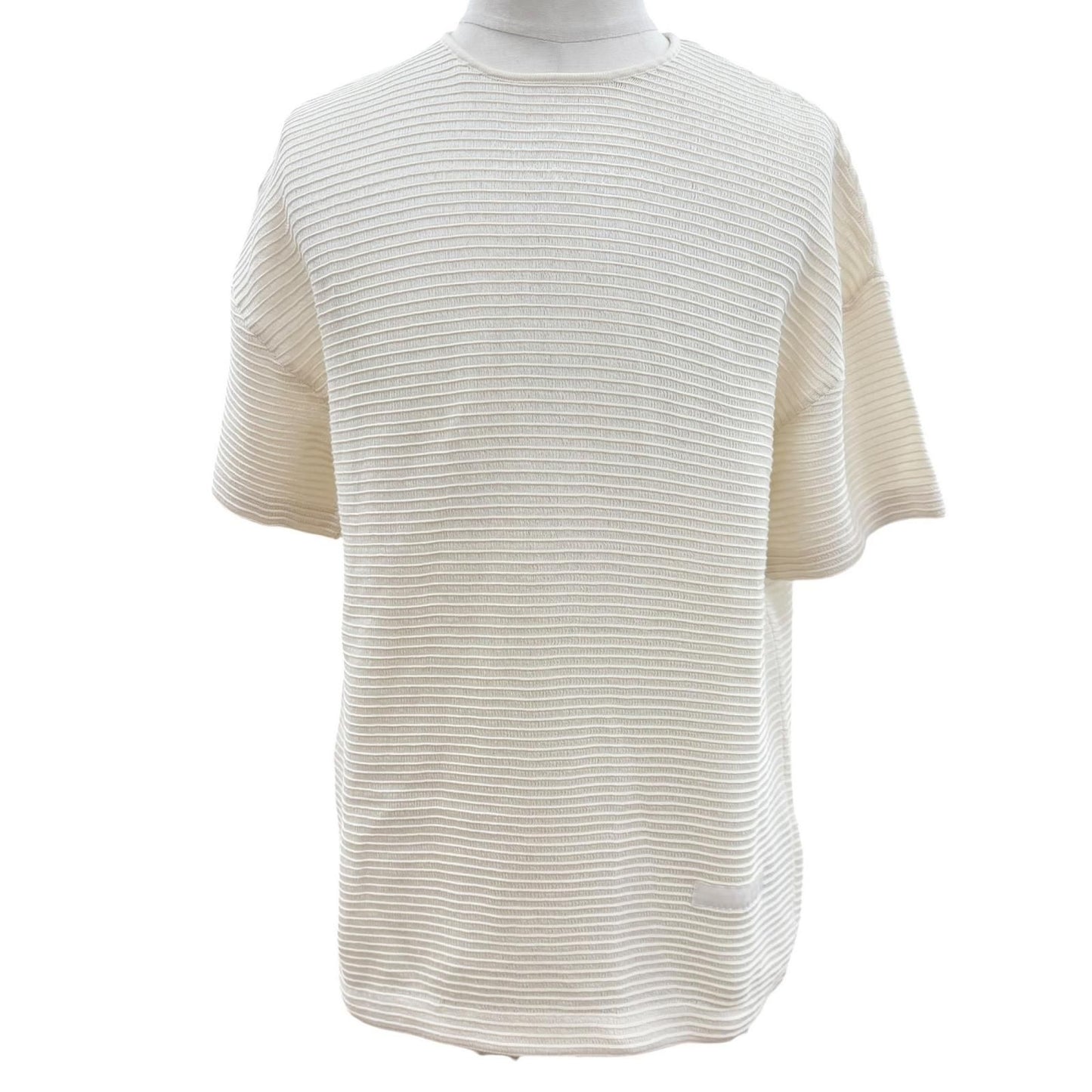 Dior Homme Striped Logo Patch Ribbed Crew Neck Top Short Sleeve T-Shirt