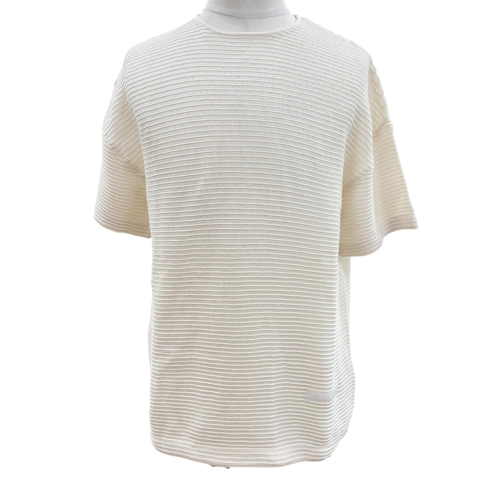 Dior Homme Striped Logo Patch Ribbed Crew Neck Top Short Sleeve T-Shirt
