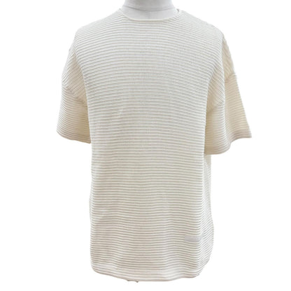 Dior Homme Striped Logo Patch Ribbed Crew Neck Top Short Sleeve T-Shirt