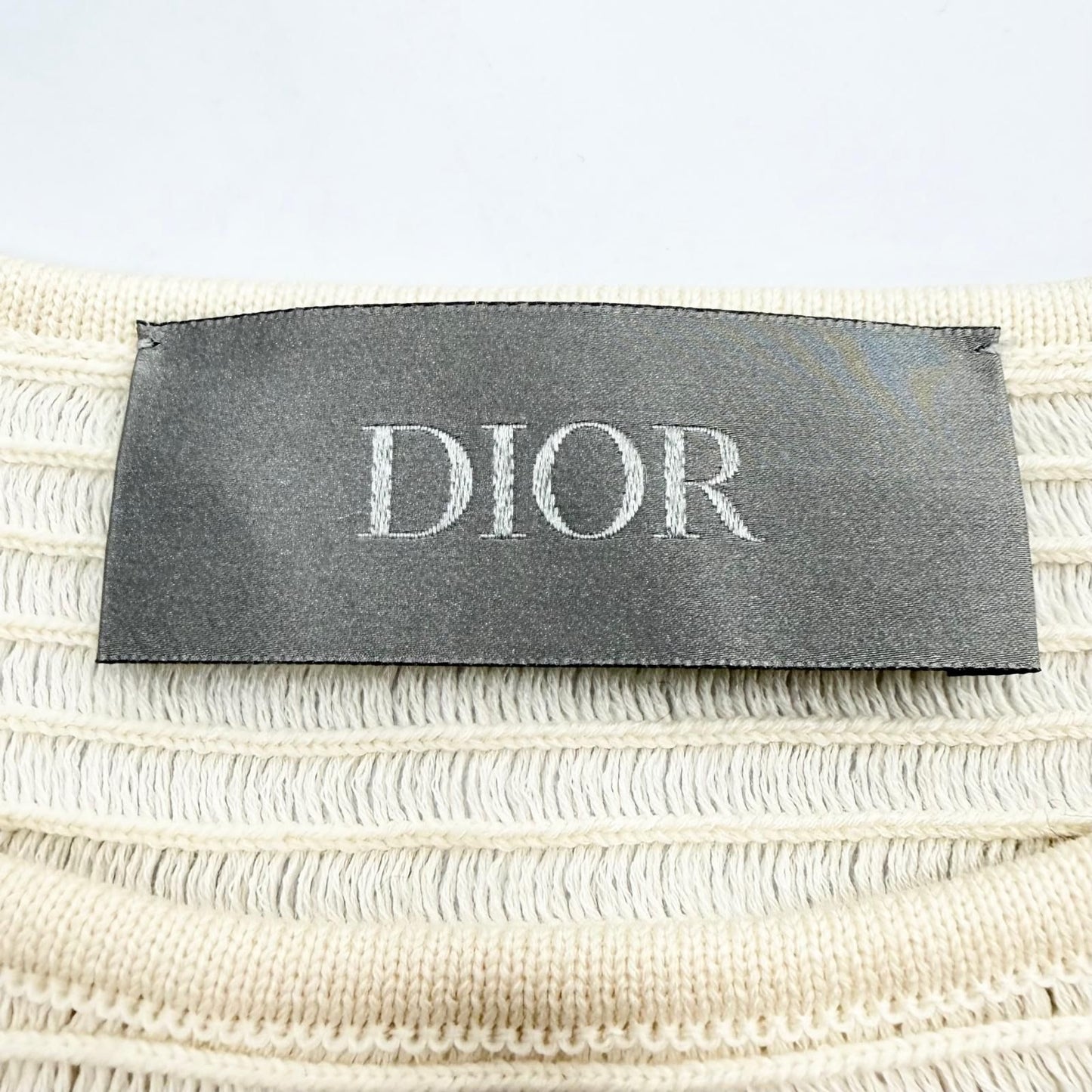 Dior Homme Striped Logo Patch Ribbed Crew Neck Top Short Sleeve T-Shirt — view 6