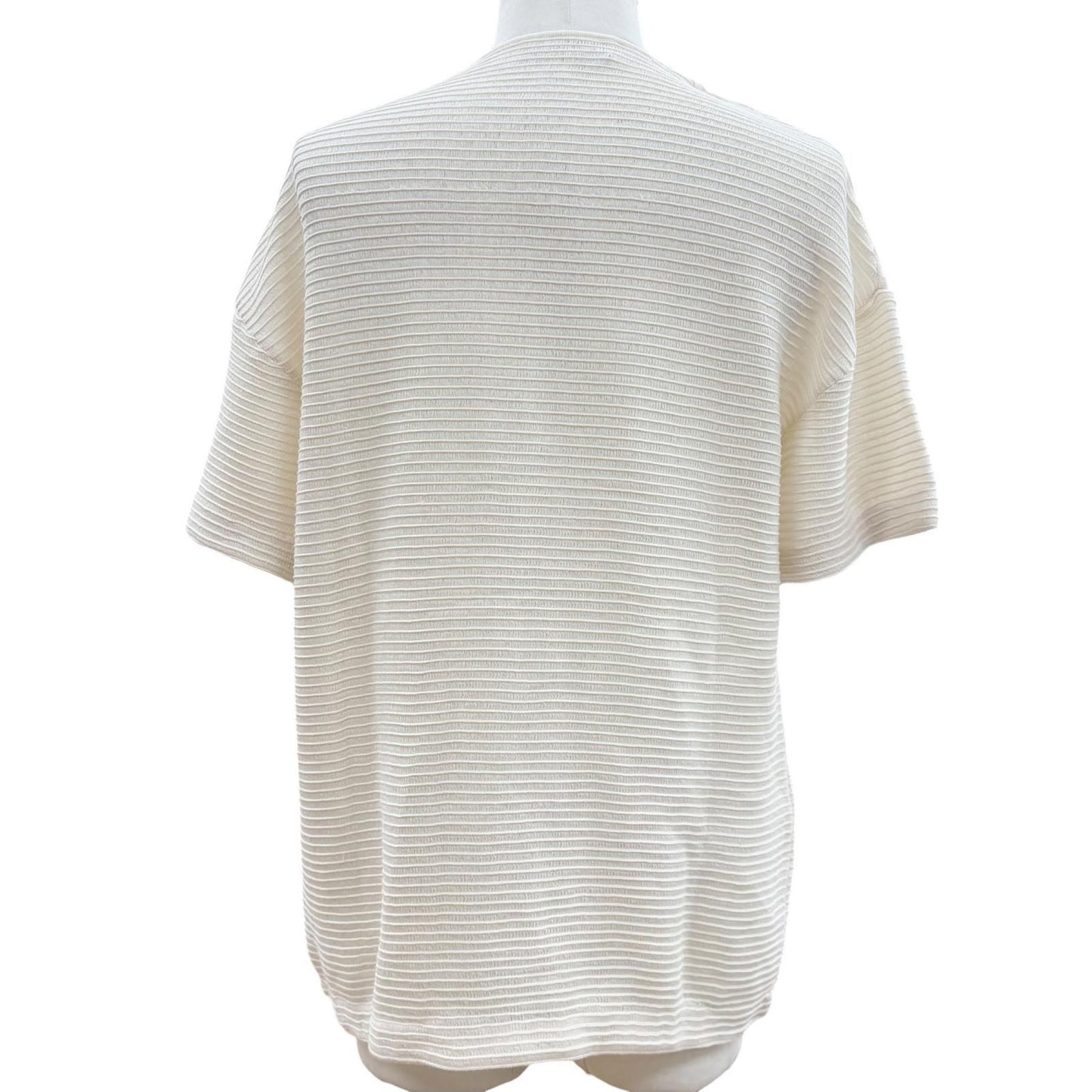 Dior Homme Striped Logo Patch Ribbed Crew Neck Top Short Sleeve T-Shirt — view 4