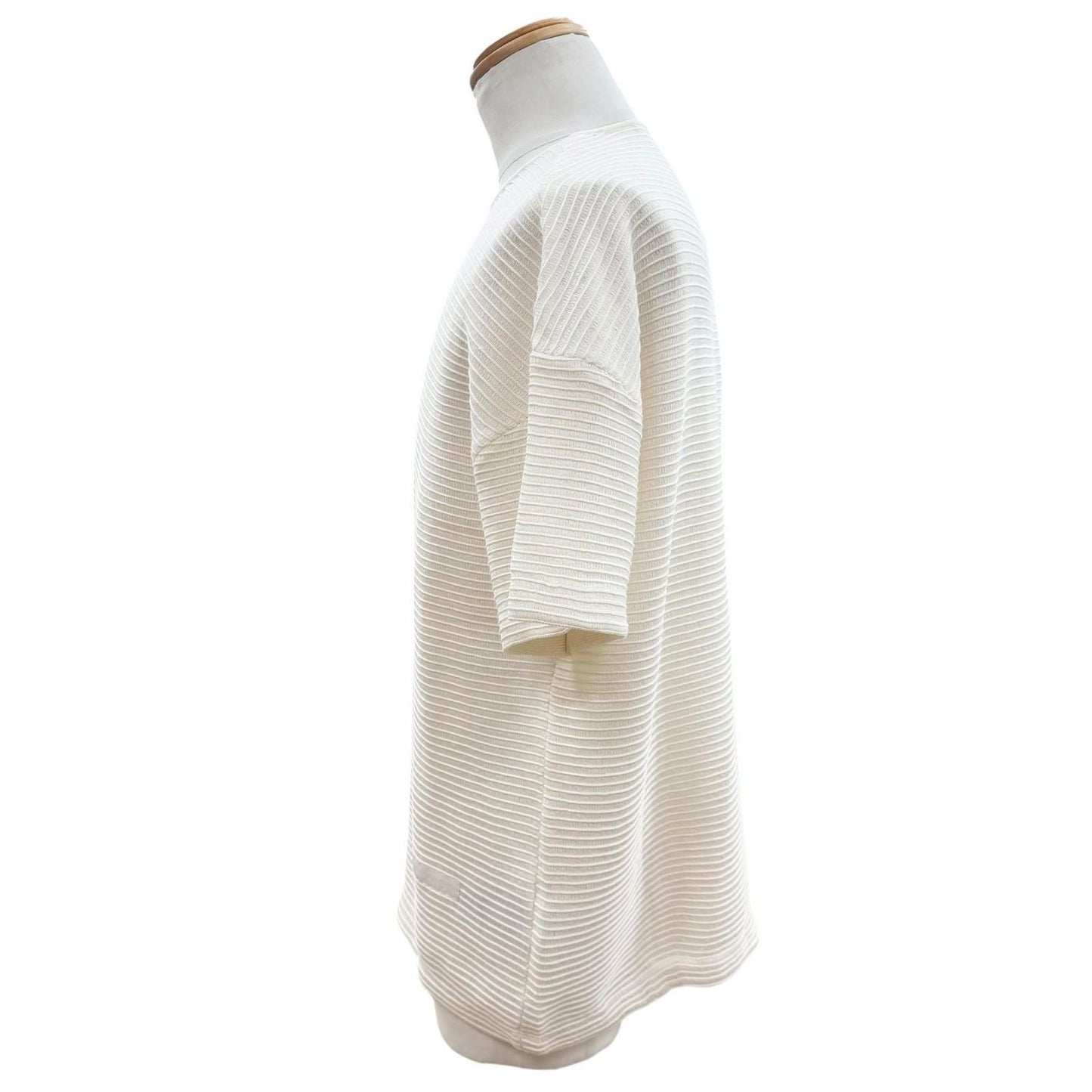 Dior Homme Striped Logo Patch Ribbed Crew Neck Top Short Sleeve T-Shirt — view 3