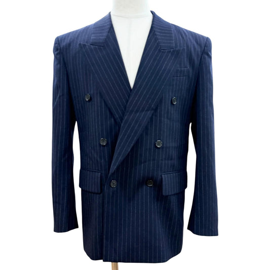 Saint Laurent Paris Striped Pattern Peak Lapel Double Breasted Tailored 48