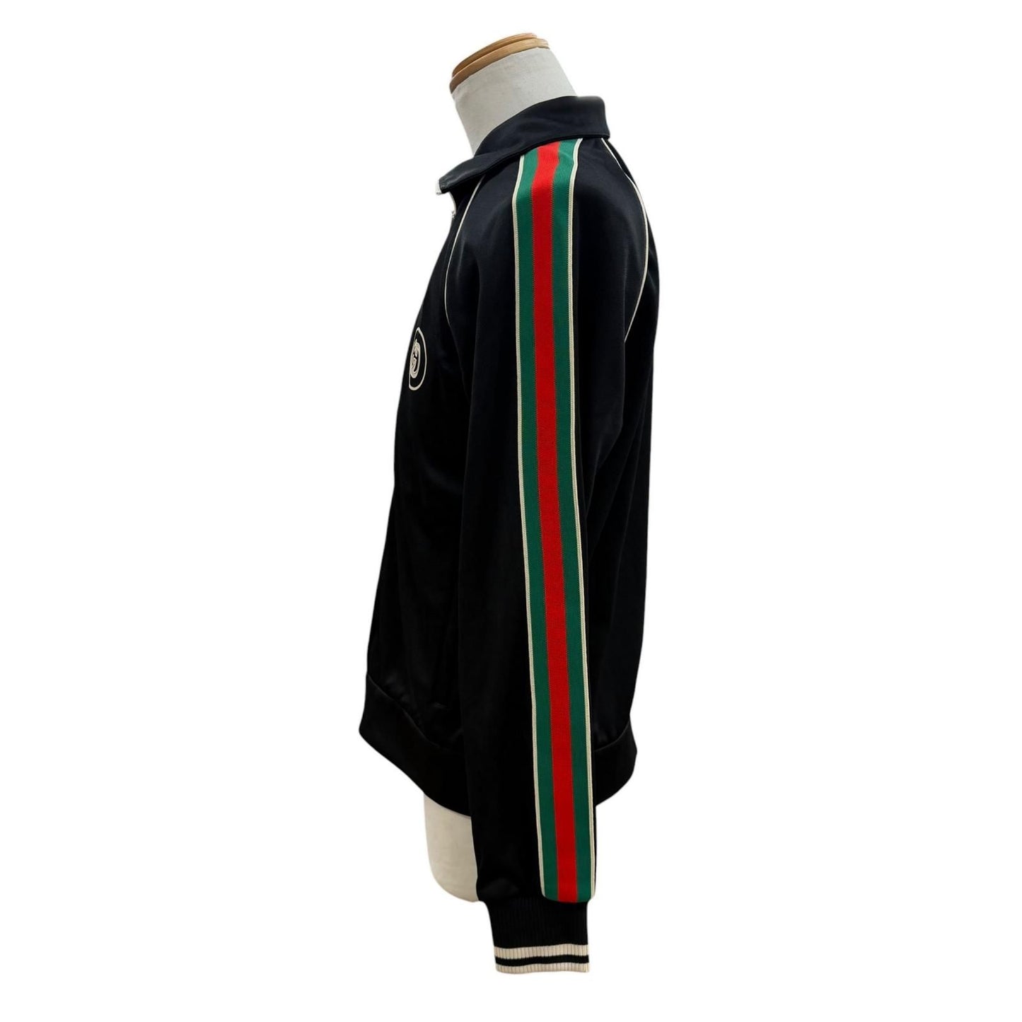 Gucci Interlocking Web Stripe Zipup Truck Jacket Black — view 3