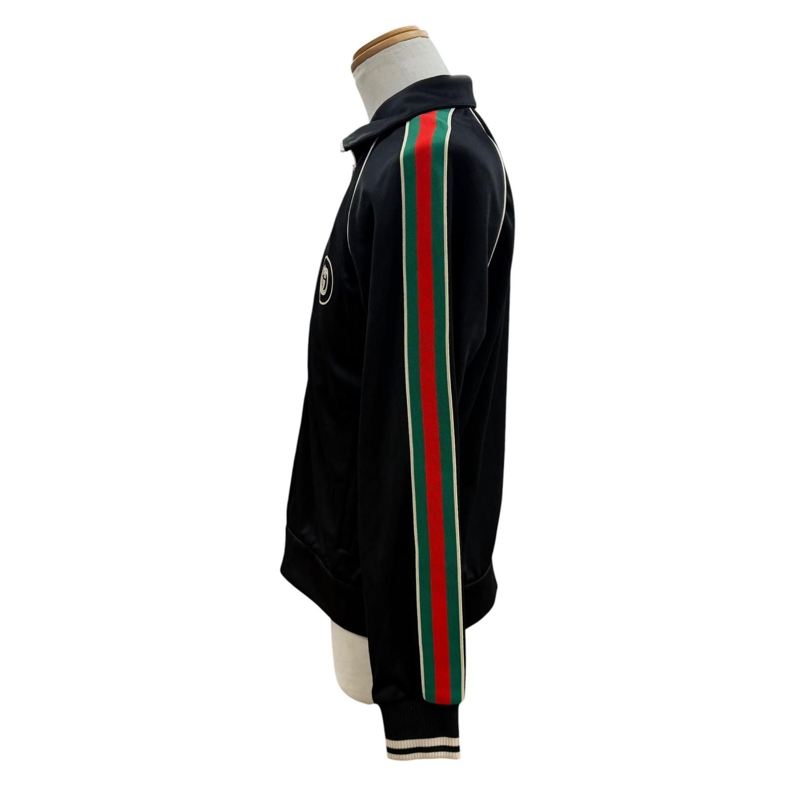 Gucci Interlocking Web Stripe Zipup Truck Jacket Black — view 3
