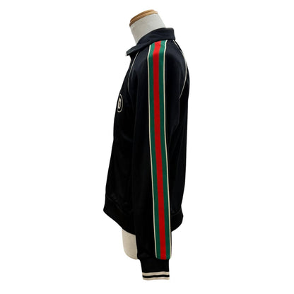 Gucci Interlocking Web Stripe Zipup Truck Jacket Black — view 3