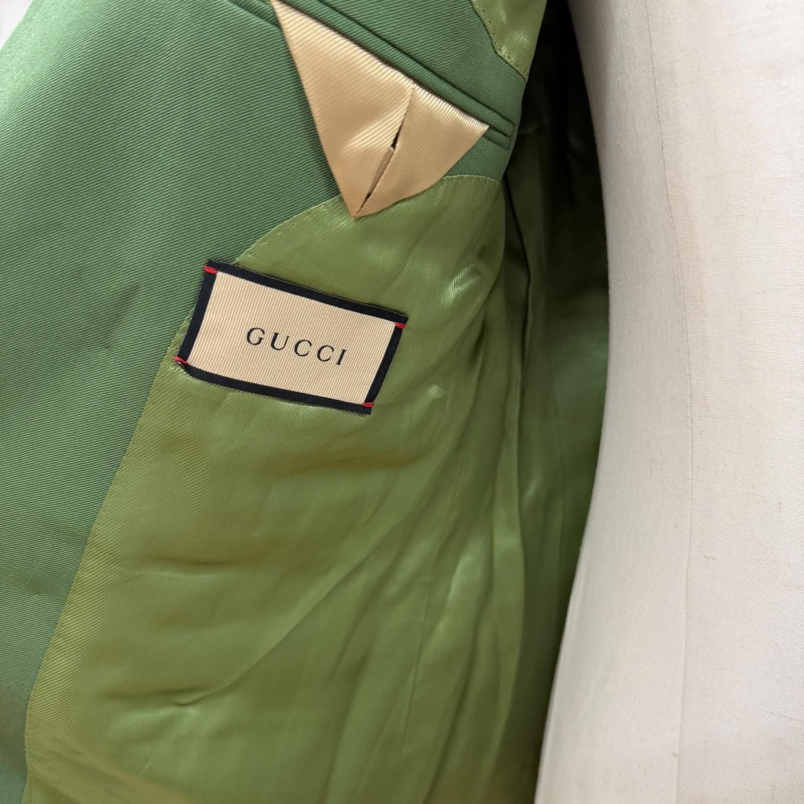 Gucci Wool Peak Lapel Double Breasted Tailored Jacket Green 46 — view 5