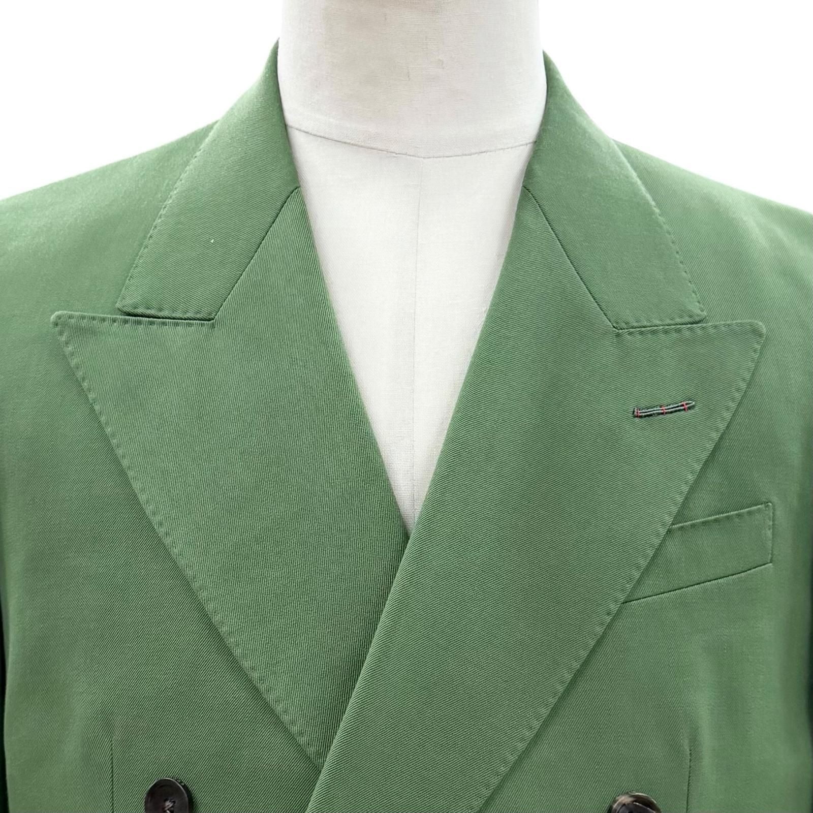 Gucci Wool Peak Lapel Double Breasted Tailored Jacket Green 46 — view 2