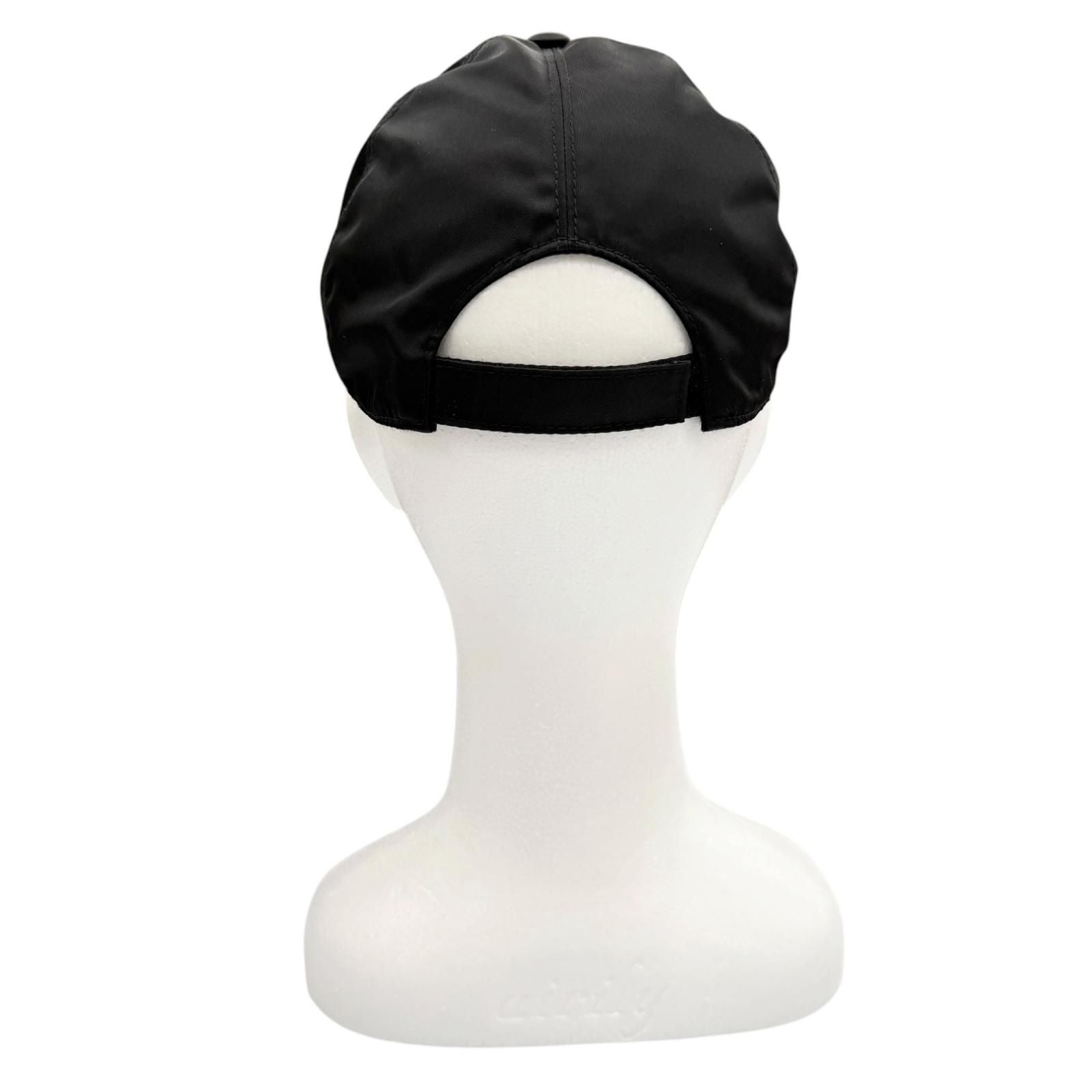 Prada Re-Nylon Triangle Logo Plate Hat Cap Black XL — view 3