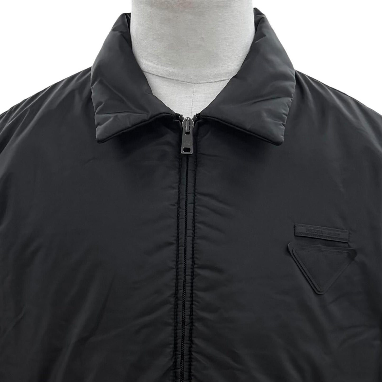 Prada Triangle Logo Plate Zip Up Padded Jacket Black XS — view 2