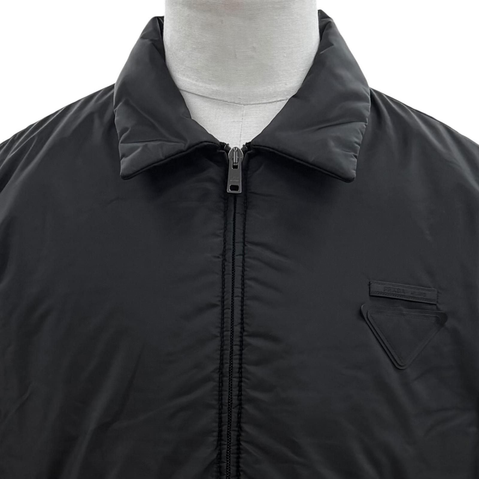 Prada Triangle Logo Plate Zip Up Padded Jacket Black XS — view 2