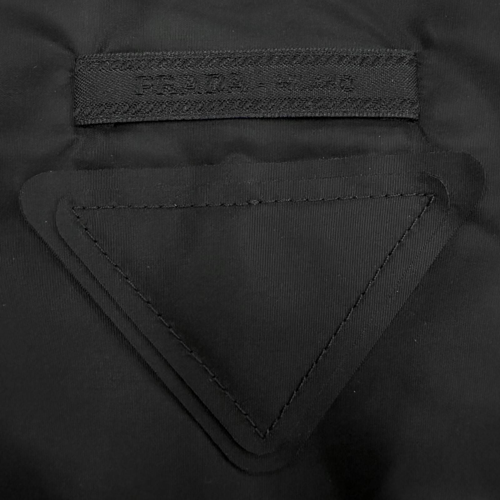 Prada Triangle Logo Plate Zip Up Padded Jacket Black XS — view 6
