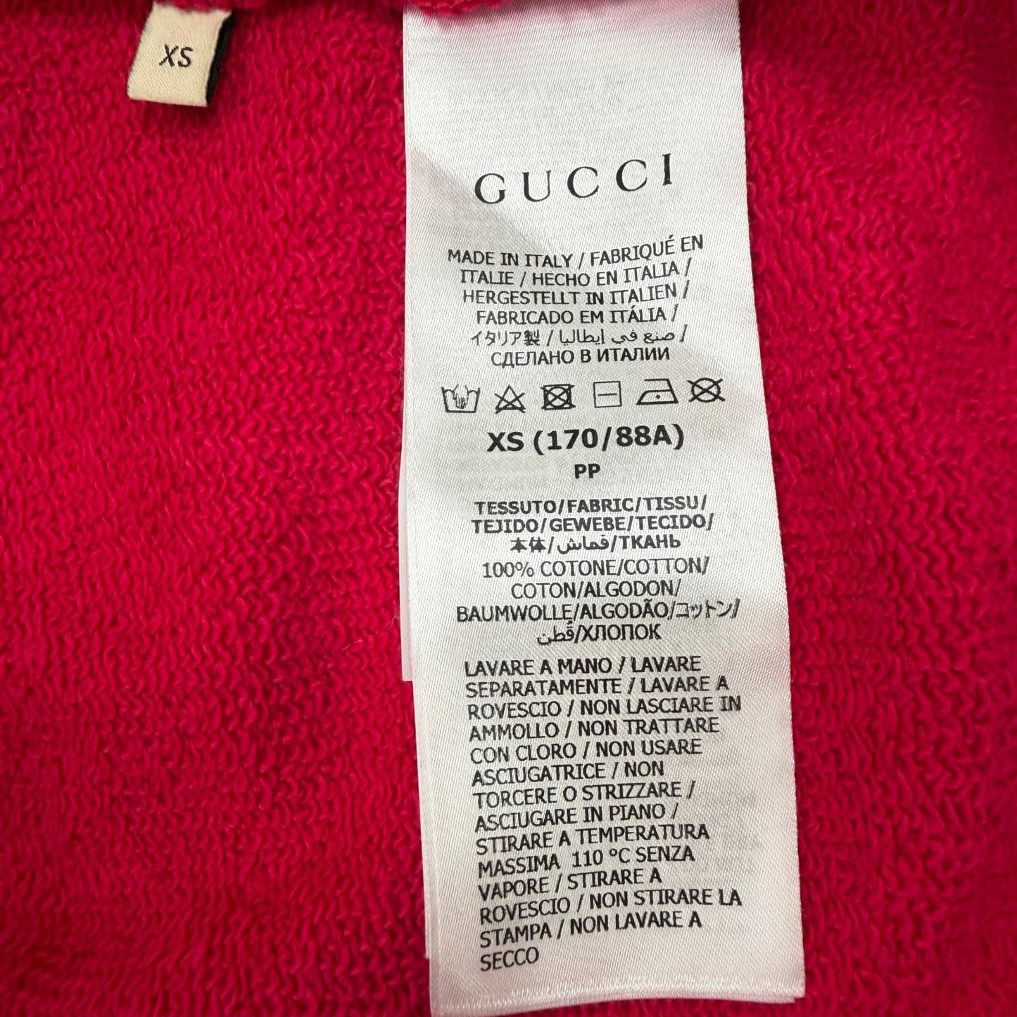 Gucci Cotton 100% Logo Print Pullover Hoodie Pink XS — view 8