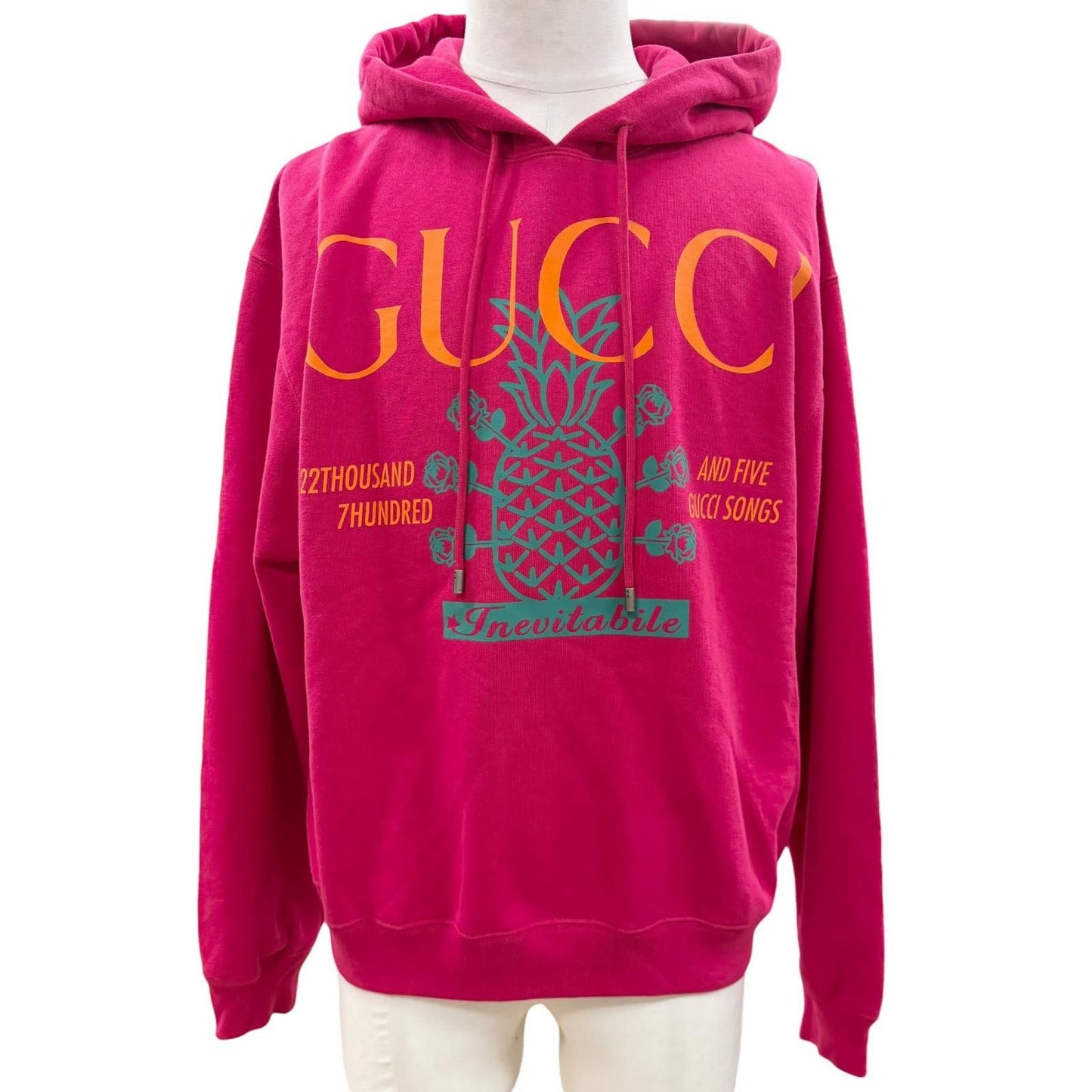 Gucci Cotton 100% Logo Print Pullover Hoodie Pink XS