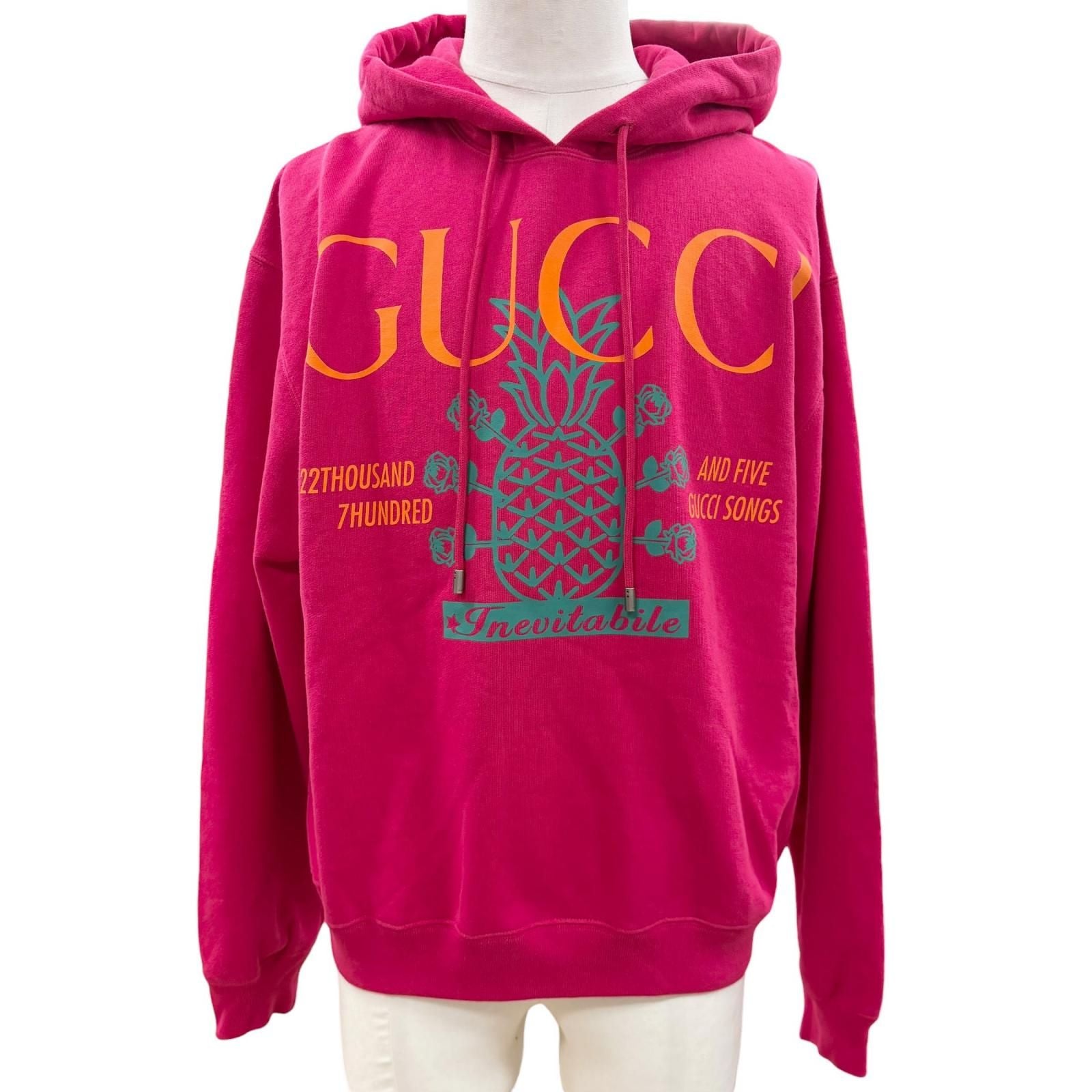 Gucci Cotton 100% Logo Print Pullover Hoodie Pink XS
