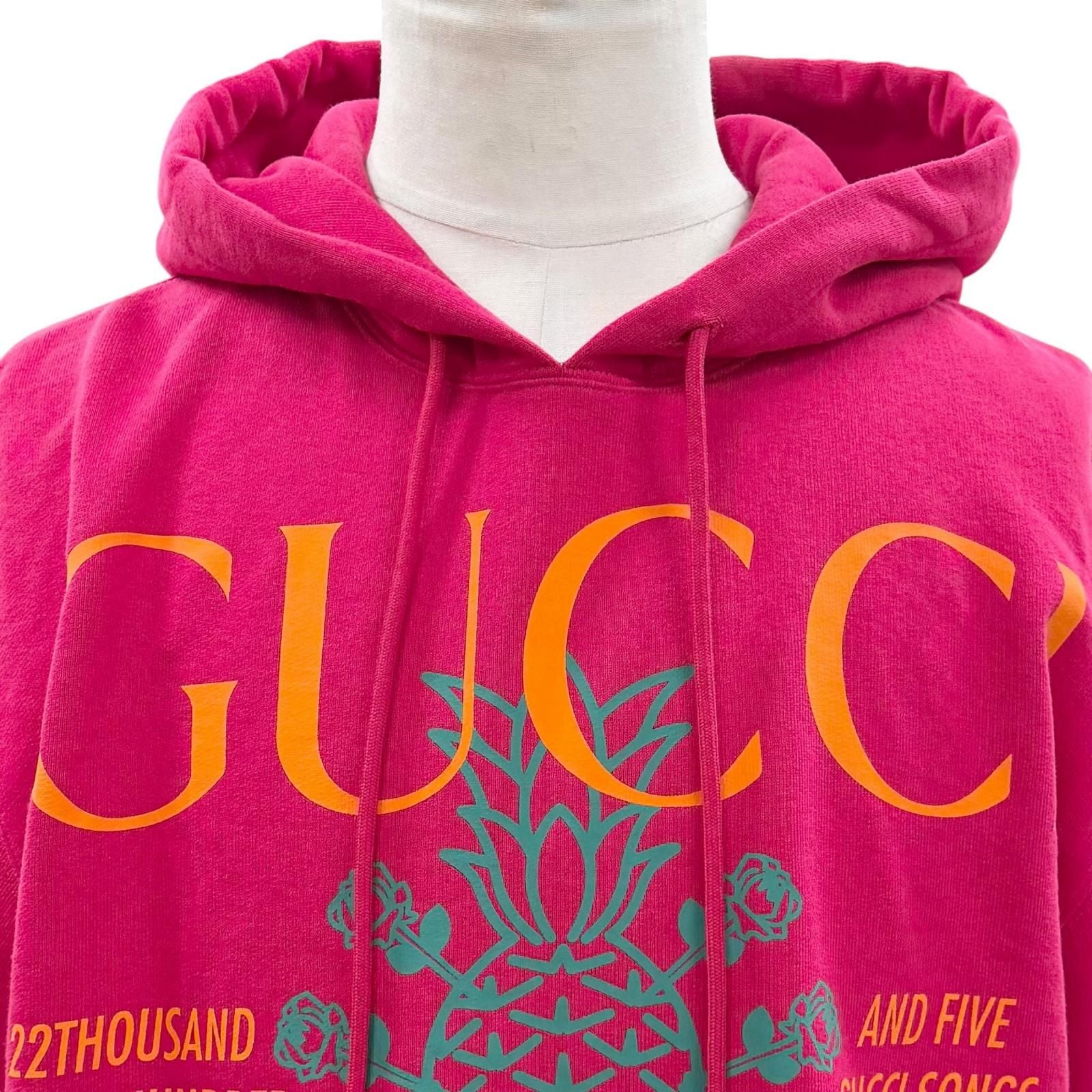 Gucci Cotton 100% Logo Print Pullover Hoodie Pink XS — view 2
