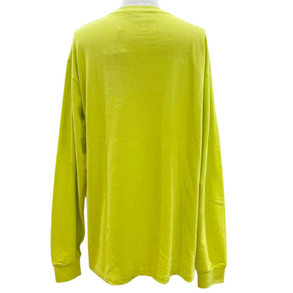Gucci Logo Print Crew Neck Long Sleeve T-Shirt Lime Yellow — view 4