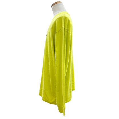 Gucci Logo Print Crew Neck Long Sleeve T-Shirt Lime Yellow — view 3