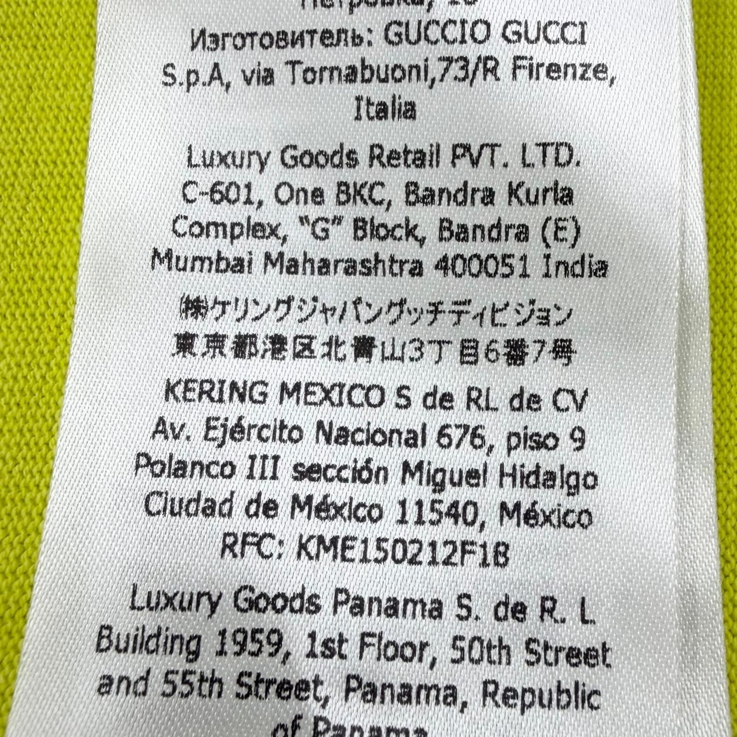 Gucci Logo Print Crew Neck Long Sleeve T-Shirt Lime Yellow — view 9