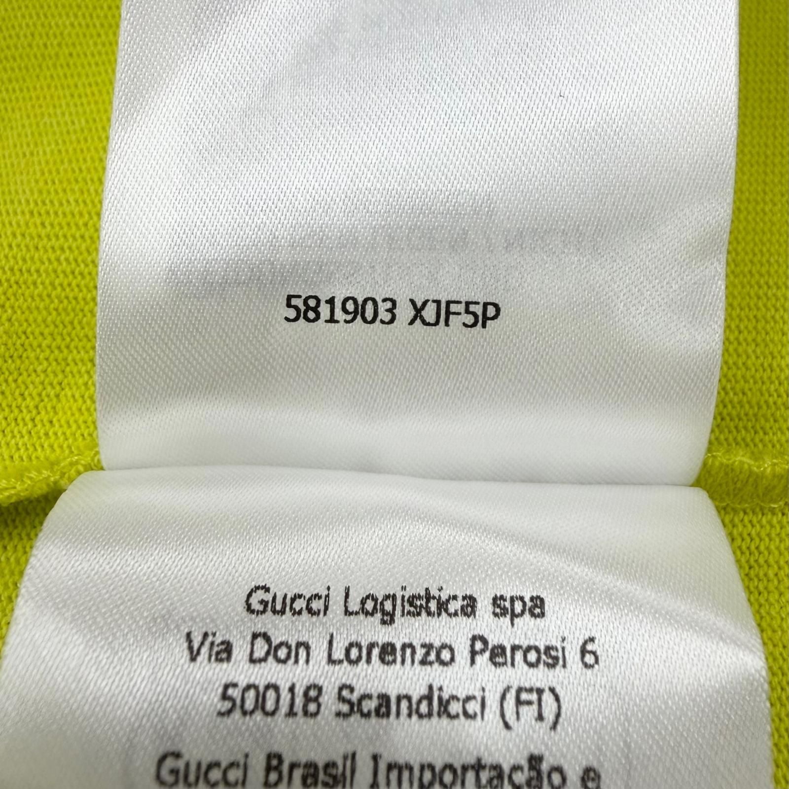 Gucci Logo Print Crew Neck Long Sleeve T-Shirt Lime Yellow — view 8