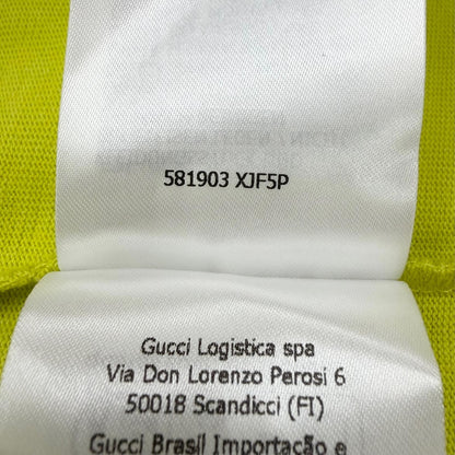Gucci Logo Print Crew Neck Long Sleeve T-Shirt Lime Yellow — view 8