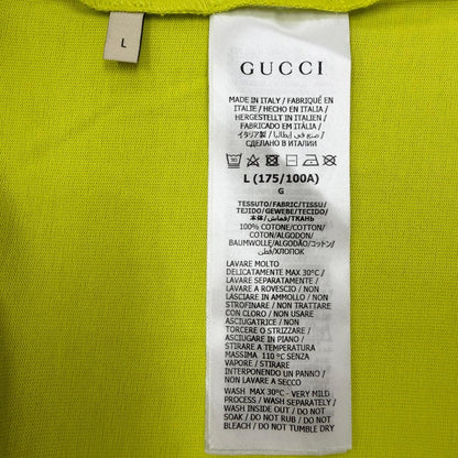 Gucci Logo Print Crew Neck Long Sleeve T-Shirt Lime Yellow — view 7