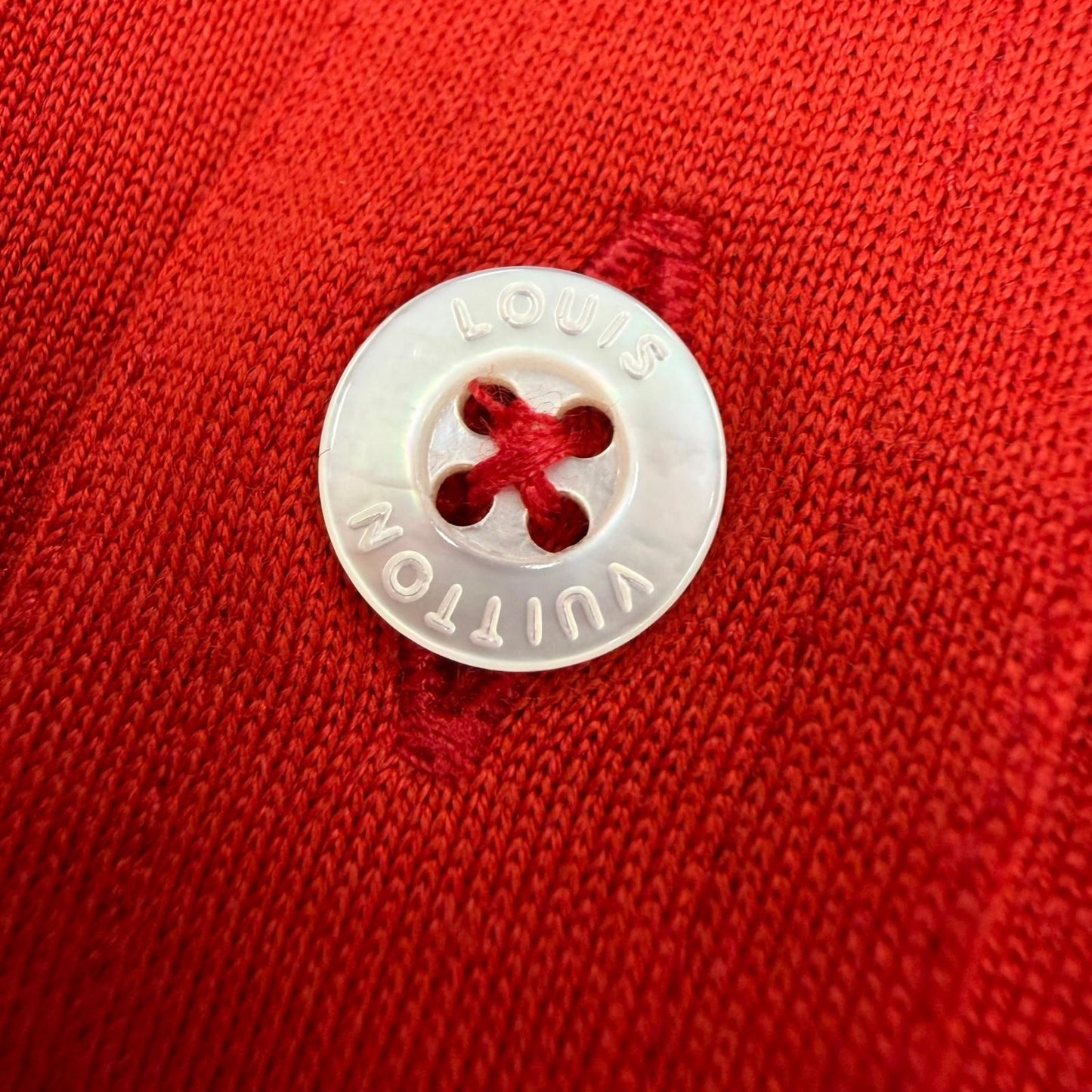 Louis Vuitton Cotton Silk Logo Embroidery Long Sleeve Shirt Red 42 — view 6