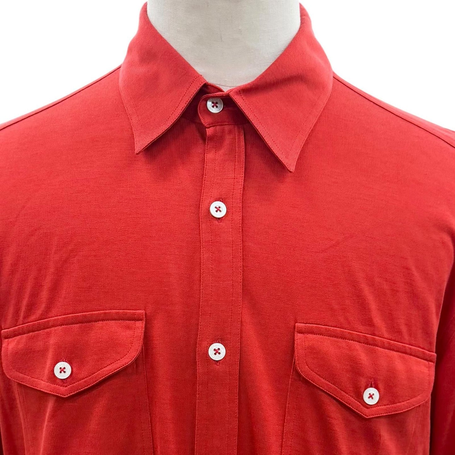 Louis Vuitton Cotton Silk Logo Embroidery Long Sleeve Shirt Red 42 — view 2