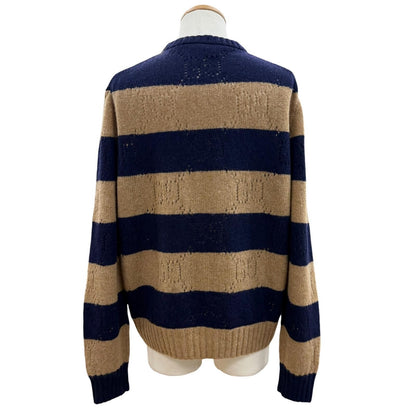 Gucci Wool Interlocking Border Knit Sweater Navy Brown XL — view 4