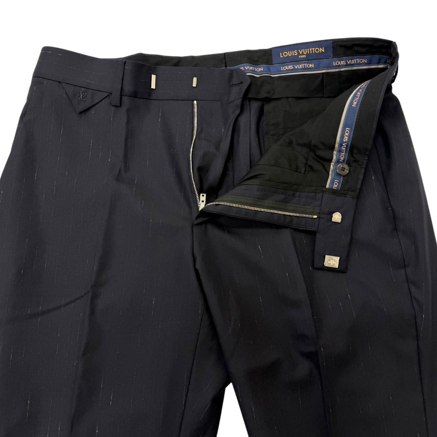 Louis Vuitton Striped Pattern Single Trousers Pants Navy 52 — view 3