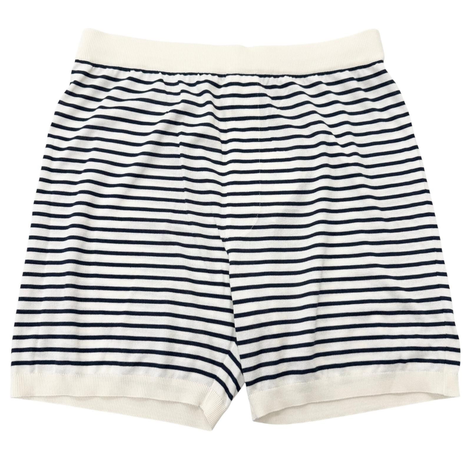 Prada Silk Cotton Border Pattern Triangle Logo Knit Shorts White 48