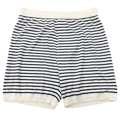 Prada Silk Cotton Border Pattern Triangle Logo Knit Shorts White 48