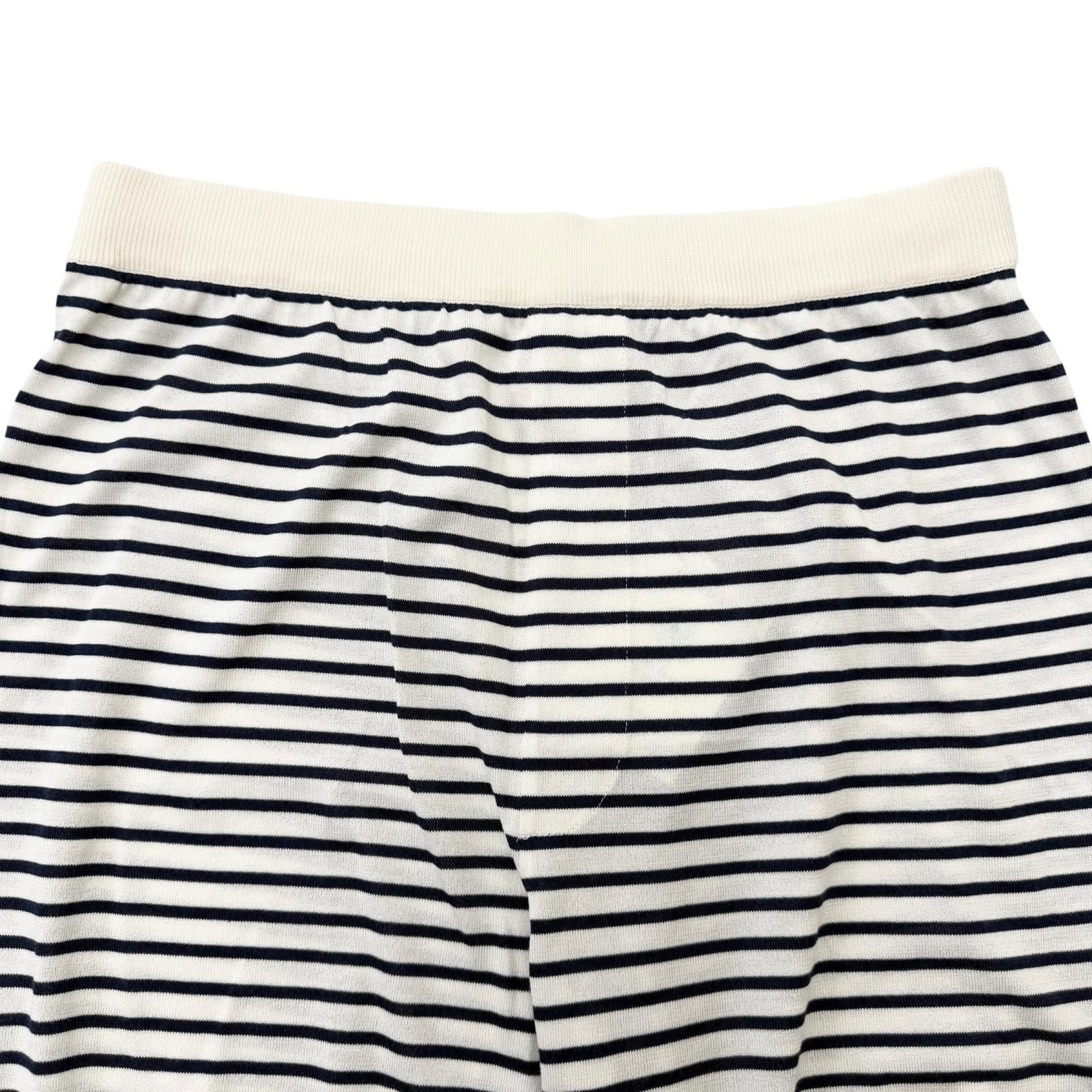 Prada Silk Cotton Border Pattern Triangle Logo Knit Shorts White 48 — view 3