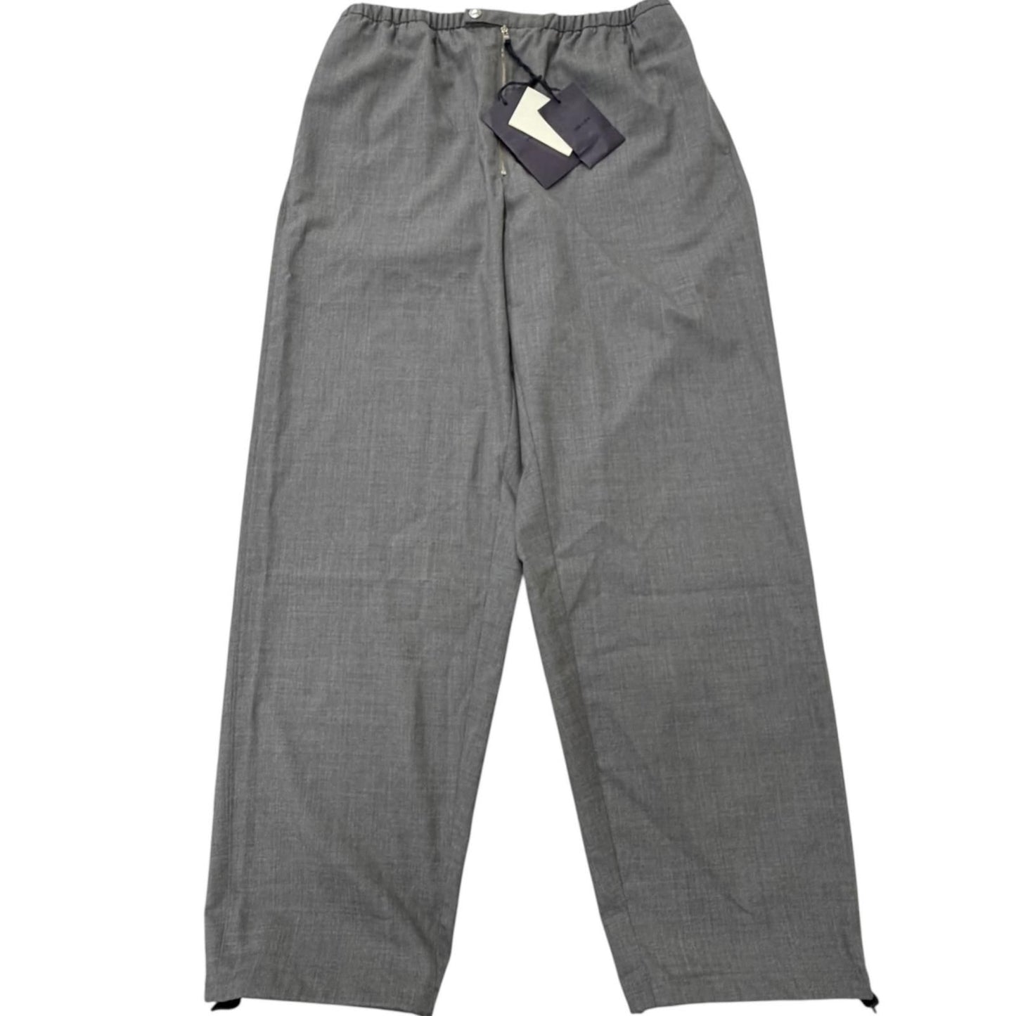 Prada Virgin Wool Cotton Triangle Patch Chef Pants Gray