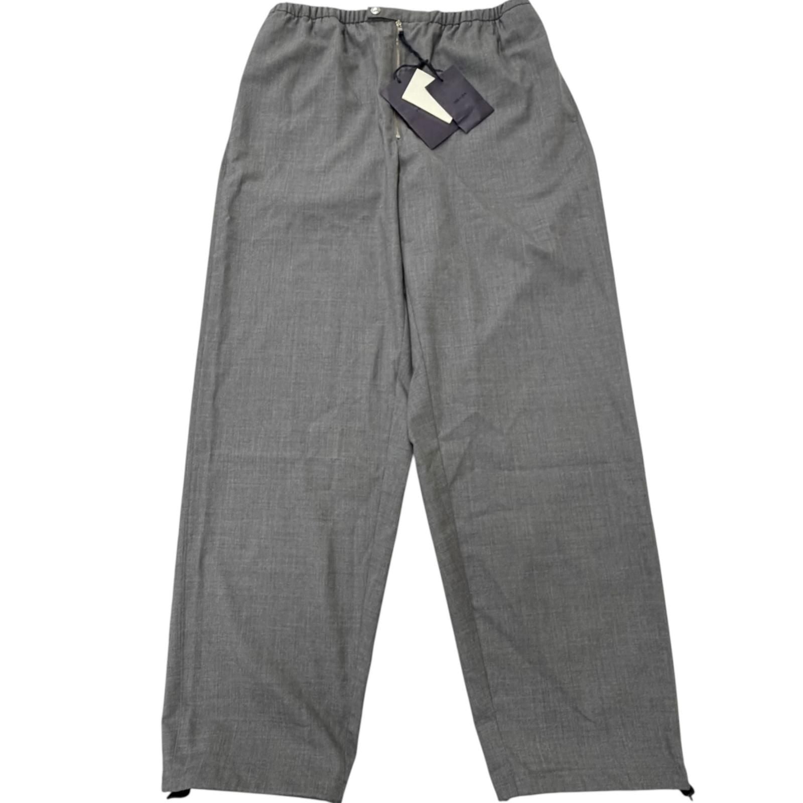 Prada Virgin Wool Cotton Triangle Patch Chef Pants Gray