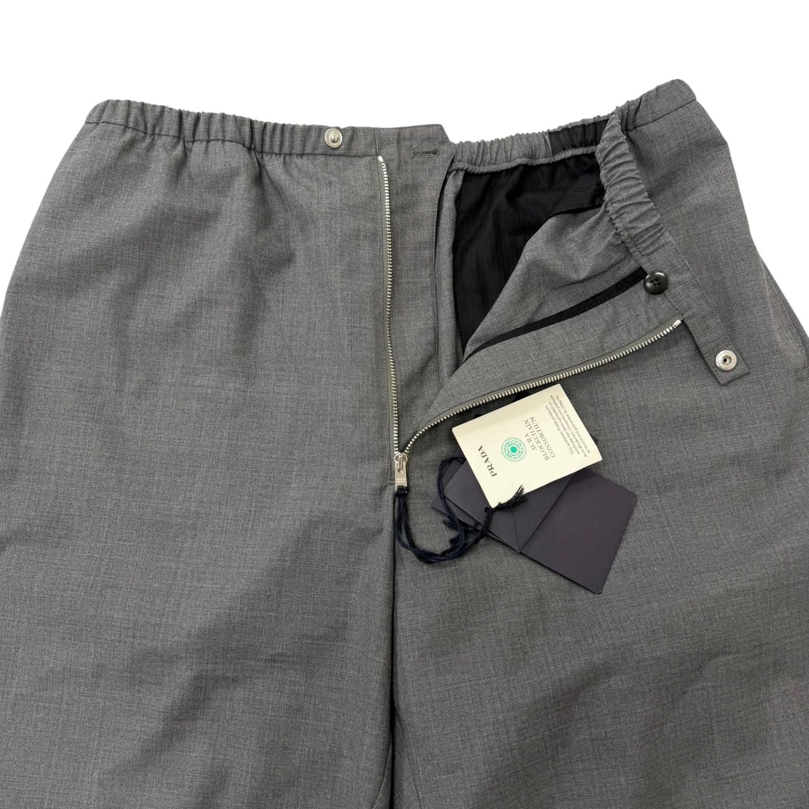Prada Virgin Wool Cotton Triangle Patch Chef Pants Gray — view 3