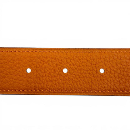 Hermes Constance Pegasus Box Calf Togo Silver Reversible Belt Black Orange — view 7